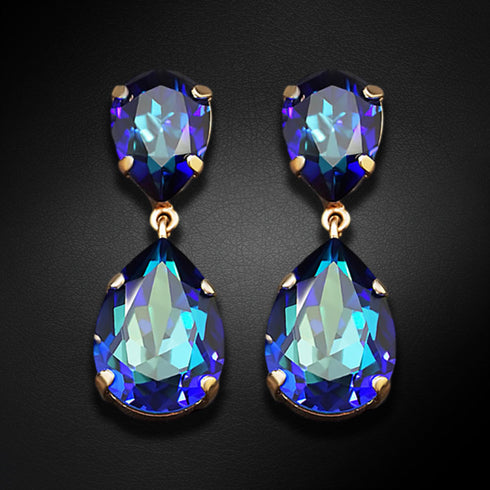 Auskarai "Kristalo Lašas III (Bermuda Mėlyna)" su Swarovski™ kristalais